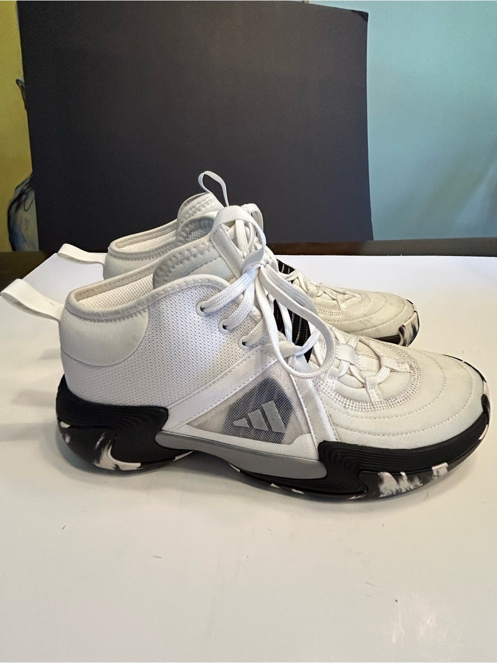 adidas White and Black High-Top Athletic Sneakers